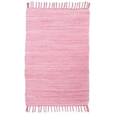 Immagine di THEKO Tappeto Dhurry in 100% cotone a tessitura piatta Happy Cotton Tessuto mano Colore: rosa 70x140 cm