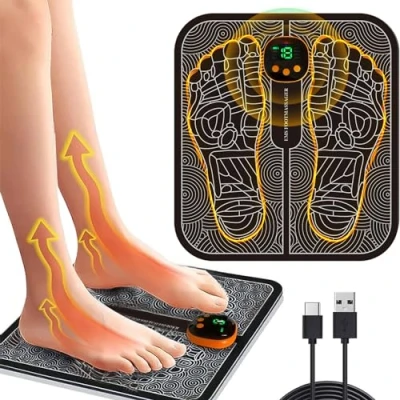Immagine di Massaggiatore Piedi,EMS per Piedi,Massaggiatore Plantare Elettrico Pieghevole e Portatile,per la Circolazione Sanguigna il Sollievo dal Dolore Muscolare,8 Modalità 19 Intensità