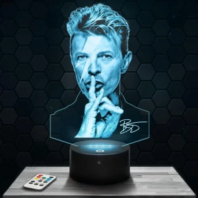 Immagine di Lampada da comodino, Luce notturna tattile D. Bowie illusione 3D LED, idea regalo di Natale per ragazzi e ragazze notte bambini o adulti