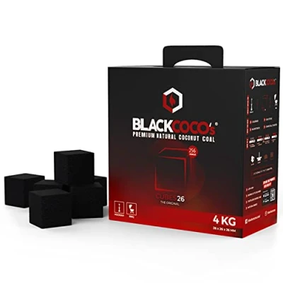 Immagine di BLACKCOCO&#039;s 4 KG Premium Shisha Coal Natural Charcoal Coconut and BBQ Bricchetti di cocco alta qualità per narghilè e Barbecue Cube Coals &amp; con lungo tempo combustione