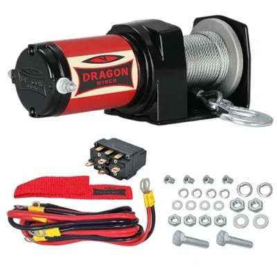 Immagine di DRAGON WINCH Verricello Elettrico Maverick 12V 2000 lbs 907 kg Cavo in Acciaio 10m per Aratri, Quad, ATV e UTV resistente alla neve sabbia I Argano Accessori Inclusi (senza telecomando)