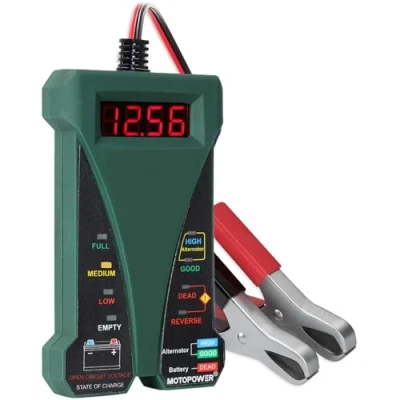 Immagine di MOTOPOWER MP0514E Tester digitale per batteria da 12 V, voltmetro alternatore, sistema di ricarica, analizzatore con display LCD e indicatore LED