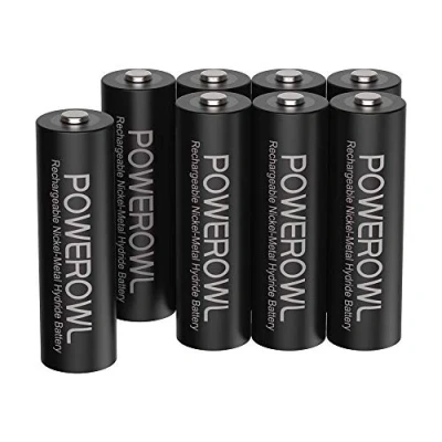 Immagine di Batterie Ricaricabili AA ad Alta Capacità 2800mAh, POWEROWL 1,2V NiMH Pile (1200 cicli, Pre caricate, Confezione da 8)