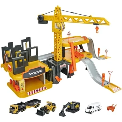 Immagine di Majorette Volvo Construction Creatix Playset su 3 Livelli, con 5 Veicoli in Die Cast Scala 1:64, 77 cm, + Anni, 212050032