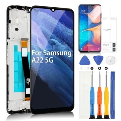Immagine di OLED Schermo per Samsung Galaxy A22 5G 2021 SM A226B A226B/DS A226B/DSN LCD Display Touch Screen Assemblea Sostituzione di Vetro Digitalizzatore con Riparazione Kit(Nero Cornice)