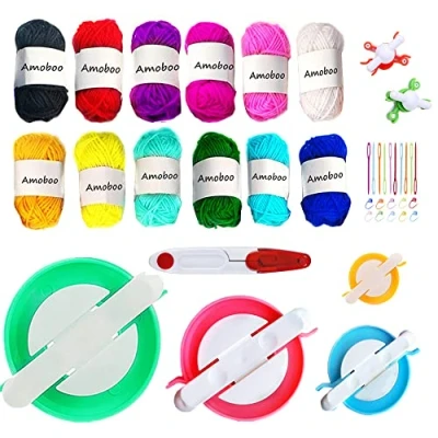 Immagine di Pompon Maker,5 Taglie Fluff Ball Weaver Needle Pompom Maker Set Fai da Te Pompoms Artigianato Doll Making Kit (39)