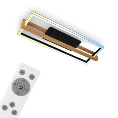 Immagine di BRILONER plafoniera LED dimmerabile CCT, telecomando, luce notturna e timer, LED, lampada da soggiorno, camera letto, cucina con legno