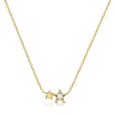 Immagine di Amberta Collana Minimal in Argento Sterling 925 per Donna Collezione Astronomia: con Ciondoli a Forma di Stelle e Zircone Placcata Oro Giallo