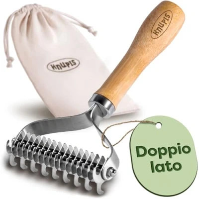 Immagine di Knupis Spazzola per Cani Pelo Lungo e Corto in Legno di Bambù Sostenibile FSC® Rimuovere Sottopelo Acciaio Inossidabile Pettine Gatti 9+17