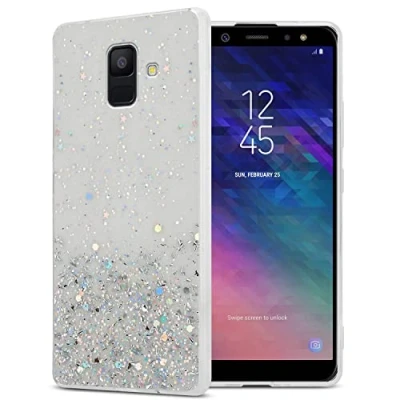 Immagine di Cadorabo Custodia compatibile con Samsung Galaxy A6 2018 in Trasparente glitter protettiva silicone TPU scintillanti Ultra Slim Back Cover Case