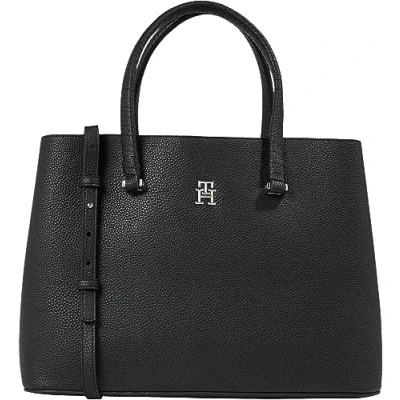 Immagine di Tommy Hilfiger Emblem Satchel Borsa a tracolla, Donna, Taglia: One Size, Black
