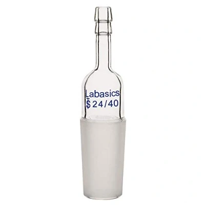 Immagine di Labasics Dritto Adattatore di Vetro, Laboratorio Ingresso con 24/40 Giunto in Vetro Maschio e 8mm Giunzione Tubi Vetreria per Laboratorio, Glass Straight Inlet Adapter