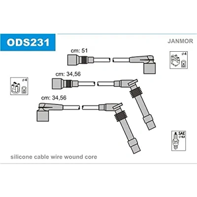 Immagine di JANMOR ODS231 Kit Cavi Accensione OPEL: Astra F CC, Calibra A, Vectra B SW