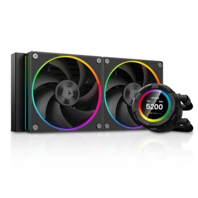 Immagine di ID COOLING SL240 CPU Liquid Cooler con display, display LCD personalizzabile da 2,1 pollici per immagini o metriche delle prestazioni, raffreddamento AIO 240 mm, doppia ventola ARGB AF127, adatta a