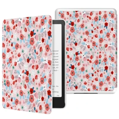 Immagine di MoKo Custodia per 7&quot; Kindle Paperwhite 12th Gen 2024&amp;Kindle Colorsoft Signature Edition 2024,Custodia Protettiva in Policarbonato di Stile Semplice e Elegante 2024,Primavera rosa