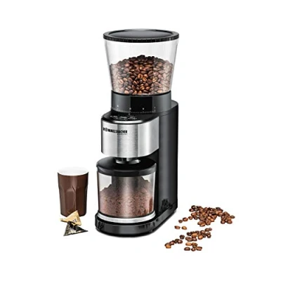 Immagine di ROMMELSBACHER EKM 500 Macina caffè conico, macinino, bilancia di precisione, supporto per filtro, grado macinatura a 39 livelli, 5 tasti funzione uso individuale e flessibile