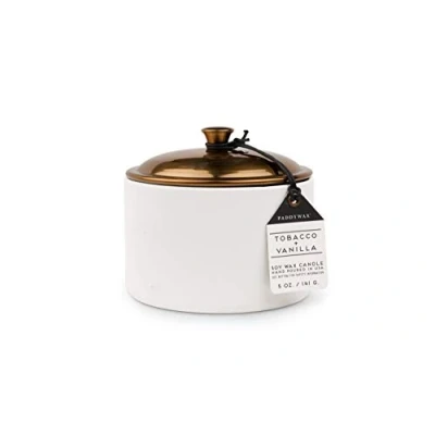 Immagine di Paddywax Tabacco e Vaniglia Candela in pentola con Coperchio Rame, Bianco, 141,7 Gram