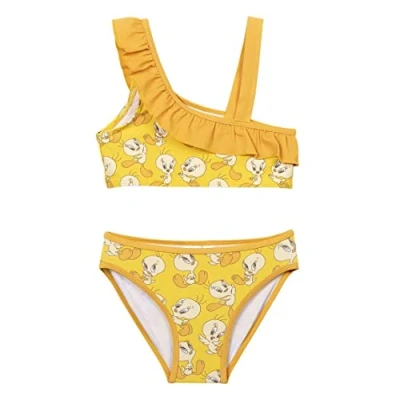 Immagine di Costume da Bagno a 2 Pezzi di Titti per Bambina Giallo 3 Anni Tessuto ad Asciugatura Rapida Bikini con Cintura Elastica Prodotto Originale Ideato in Spagna