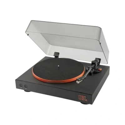 Immagine di JBL Spinner BT, Giradischi Bluetooth con AptX HD, Portatestina Rimovibile, Piatto in Alluminio Trasmissione a Cinghia, Cartuccia Preinstallata Magnete Mobile di Alta Qualità, Nero e Arancione