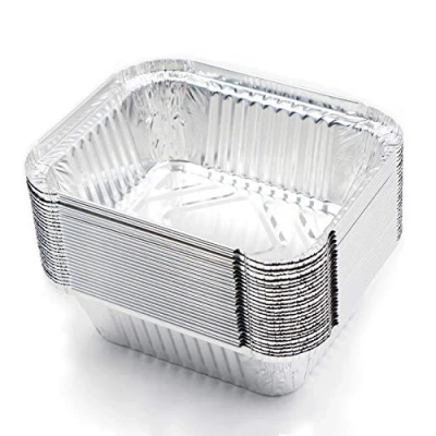 Immagine di fuxunamz 25 ciotole in alluminio monouso pellicola di alluminio, adatte per cuocere, arrostire, cucinare, piccoli contenitori 15 x 12 5 cm, 400 ml (senza coperchio)