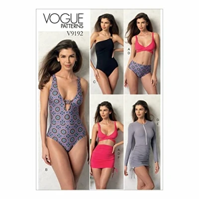 Immagine di Vogue Patterns 9192 Cartamodello per Top da Donna, Costume Bagno, Parte Inferiore e Coprire, Taglie 6 14, A5 (6 8 10 12 14)