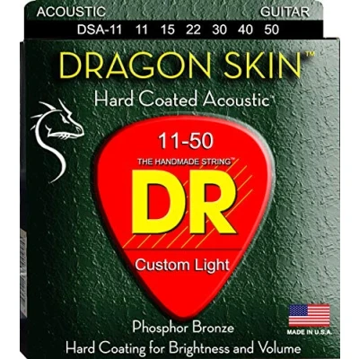 Immagine di DR Strings DRAGON SKIN™ CLEAR Coated Acoustic Guitar Strings: Custom Light 11 50