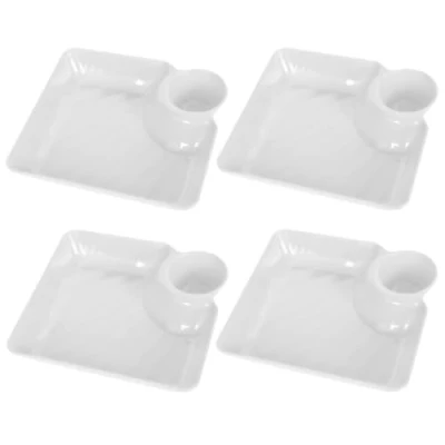 Immagine di Colexy 4 Pezzi Vassoio per Snack Piatto di Snacks Servire Chip e Dip Piatti Aperitivo Antipasti da Frutta Contenitore secca Dessert, 18.3 x 16.3cm (B)