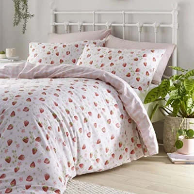 Immagine di HOMEMAKER BEDDING Set copripiumino e federe per cuscino con stampa fragola (singolo)