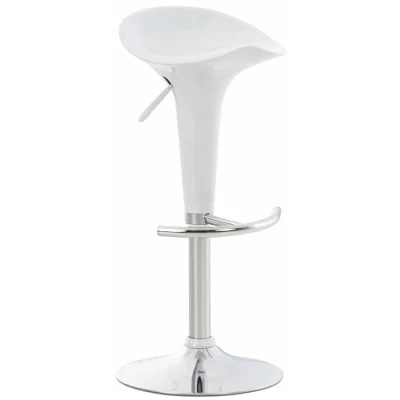 Immagine di CLP Sgabello Design Saddle In Plastica I Penisola Cucina Con Poggiapiedi Girevole Regolabile Alt. 60 81 CM, Colore:bianco