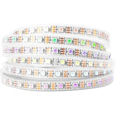 Immagine di BTF LIGHTING WS2812B IC RGB 5050SMD Oro puro Singolo Indirizzabile Colore Inseguimento Striscia LED 5M 300LED 60LED/m Flessibile Full Color IP67 DC5V per il fai da te (Senza adattatore o controller)