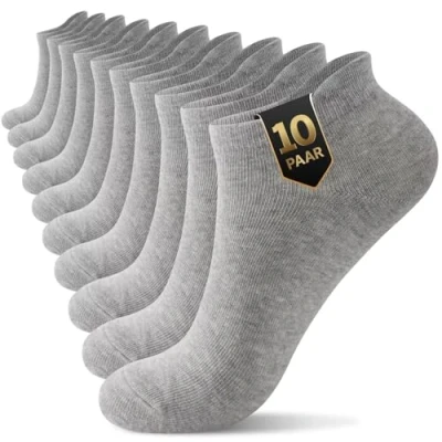 Immagine di YouShow Calze Uomo Corti 10 Paia, Calzini alla Donna Caviglia, Fantasmini Cotone Elastiche Traspirante Grigio Taille 47 50