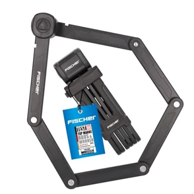 Immagine di FISCHER 85852 Lucchetto pieghevole con supporto e 2 chiavi di sicurezza, colore: nero, 85 cm