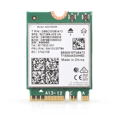 Immagine di HighZer0 Electronics AX210 WiFi 6E Card Tri Band 2.4/5/6 GHz Wi Fi Up to 2.4 Gbps M.2 for PC No vPro Supports Bluetooth 5.3 &amp; Intel, AMD, Windows 10/11, Linux AX210NGW (AX210)