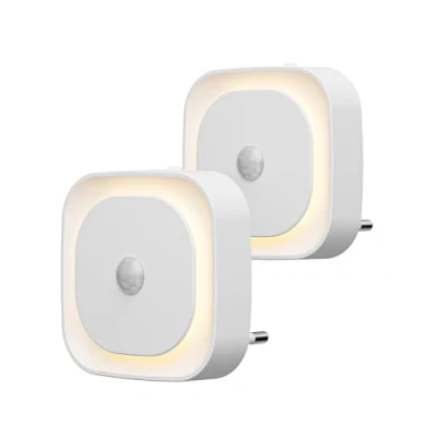Immagine di YUNLEX Luce Notturna da Presa con Sensore di Movimento, 3 modalità sensore, [2 Pezzi] luci notturne dimmerabili per camera dei Bambini, Bagno, Cucina, Scale, letto, Bianco caldo
