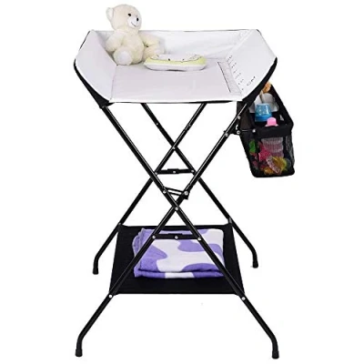 Immagine di Fasciatoio Pieghevole per Bagnetto Neonati, Tavolo Cambio Pannolini Multifunzionale Portatile, Altezza Regolabile,Fasciatoio con Vaschetta Neonato 2in1,Fasciatoio