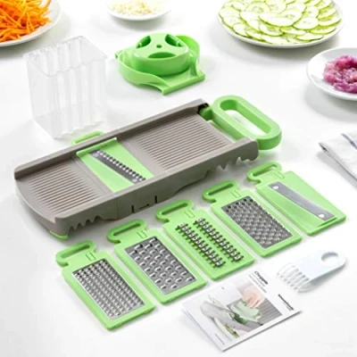 Immagine di InnovaGoods® Mandolina grattugia pieghevole 6 in 1 Choppie, e taglia tutti i tipi di cibo modo rapido semplice, design compatto leggero, ideale per la cucina.