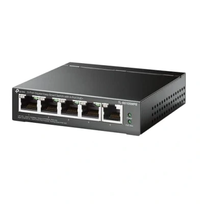 Immagine di TP Link TL SG105MPE Switch PoE+ Gestito Gigabit Ethernet, 5 Porte Gigabit, 4 PoE+, VLAN, QoS, Easy Smart, 30W per Porta PoE, 120W su Tutte le Porte, 802.3af/at, Adatto Casa, Ufficio, Plug&amp;Play
