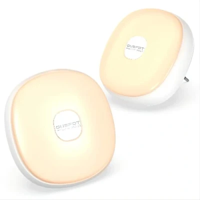Immagine di OUSFOT Luce Notturna Bambini Automatiche Led con Sensore Crepuscolare Cura Degli Occhi Plug and Play &amp; Batteria Ricaricabile per Allattamento Camera Corridoio Cucina Scale 2 Pezzi