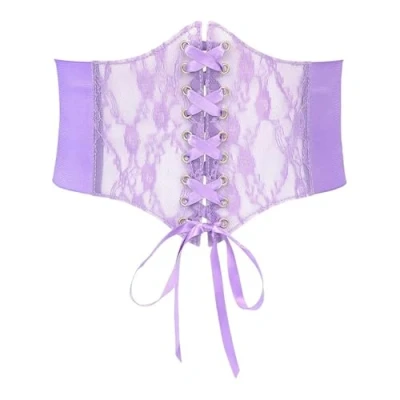 Immagine di TTPSRY Cintura Donna Elastica in Pizzo e Seta Cinture Corsetto Ideale per Le Cene l&#039;Abbigliamento Quotidiano(Viola)