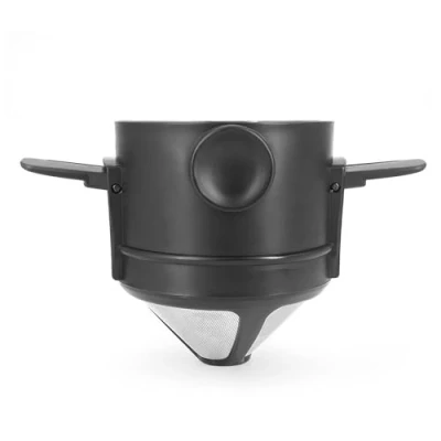 Immagine di 1Pc Filtri Permanenti per Caffè in Acciaio Inox, Iltro Cono Manico Pieghevole, Senza Carta Versare Sopra Dripper Caffè, Filtro da Riutilizzabile, Casa Ufficio e Viaggi (Nero)