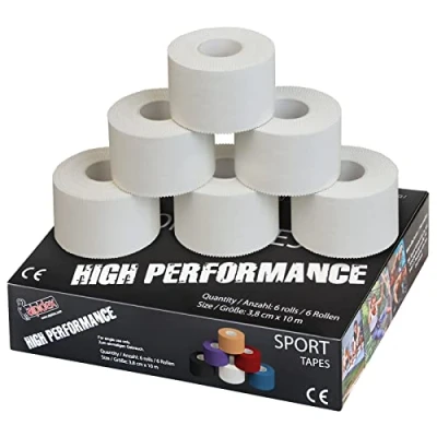 Immagine di ALPIDEX 6 x Sport Tape Bianco 3,8 cm 10 Nastro Adesivo 100% Cotone Non Elastico
