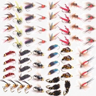 Immagine di JasCherry Esche Pesca a Mosca Artificiali con Scatola Impermeabile, Perfette per la Pesce Persico Trota Merluzzo Accessori