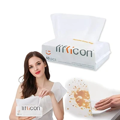 Immagine di Liflicon 50 Salviette Asciugamani in Cotone Monouso per Viso e Corpo, Salviettine Asciutte, Pulizia Casa Cucina, 100% Naturali, 20x20 cm