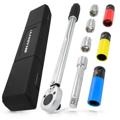 Immagine di HASKYY Set chiave dinamometrica 1/2&quot; I 28 210 Nm bussole a impatto 17 19 21mm scatto con attacco destra doppia scala lega acciaio CV cromato