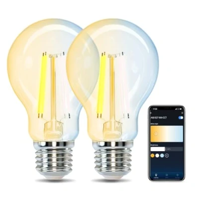 Immagine di Aigostar Lampadine Smart WiFi E27 Alexa Vintage A60 6W Edison Lampadina Dimmerabile 2700K 6500K, Controllo Remoto tramite APP, Compatibile Con Alexa, Google Home, Trasparente 2 Unità
