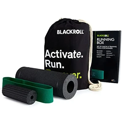 Immagine di BLACKROLL® RUNNING BOX Set di attrezzi per la fascia l&#039;originale. rulli corridori. Composto da rullo SLIM, MINI FLOW, LOOP BAND, BAG.