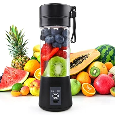 Immagine di Mixer Smoothie Maker Spremiagrumi portatile: 380 ml, frullatore personale con 6 coltelli in acciaio inox, portatile, senza BPA, bicchiere di miscelazione USB per frullati e succhi frutta
