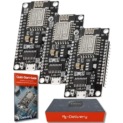 Immagine di AZDelivery 3 x NodeMCU ESP8266 ESP 12F WiFi Lolin V3 scheda di sviluppo con CH340 compatibile Arduino incluso E Book!