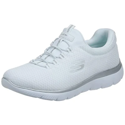 Immagine di Skechers Summits, Scarpe da Ginnastica Donna, White Mesh Silver Grey Trim, 38.5 EU Larga