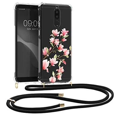 Immagine di kwmobile Custodia Compatibile con Huawei Mate 10 Lite Cover Back Case in Silicone TPU Protezione Smartphone Cordino rosa/bianco/trasparente